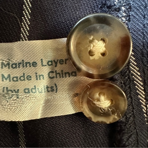 Marine Layer Navy Blue with Yellow, Pink, & Green Horizontal Midi Skirt | Size M - Picture 8 of 8